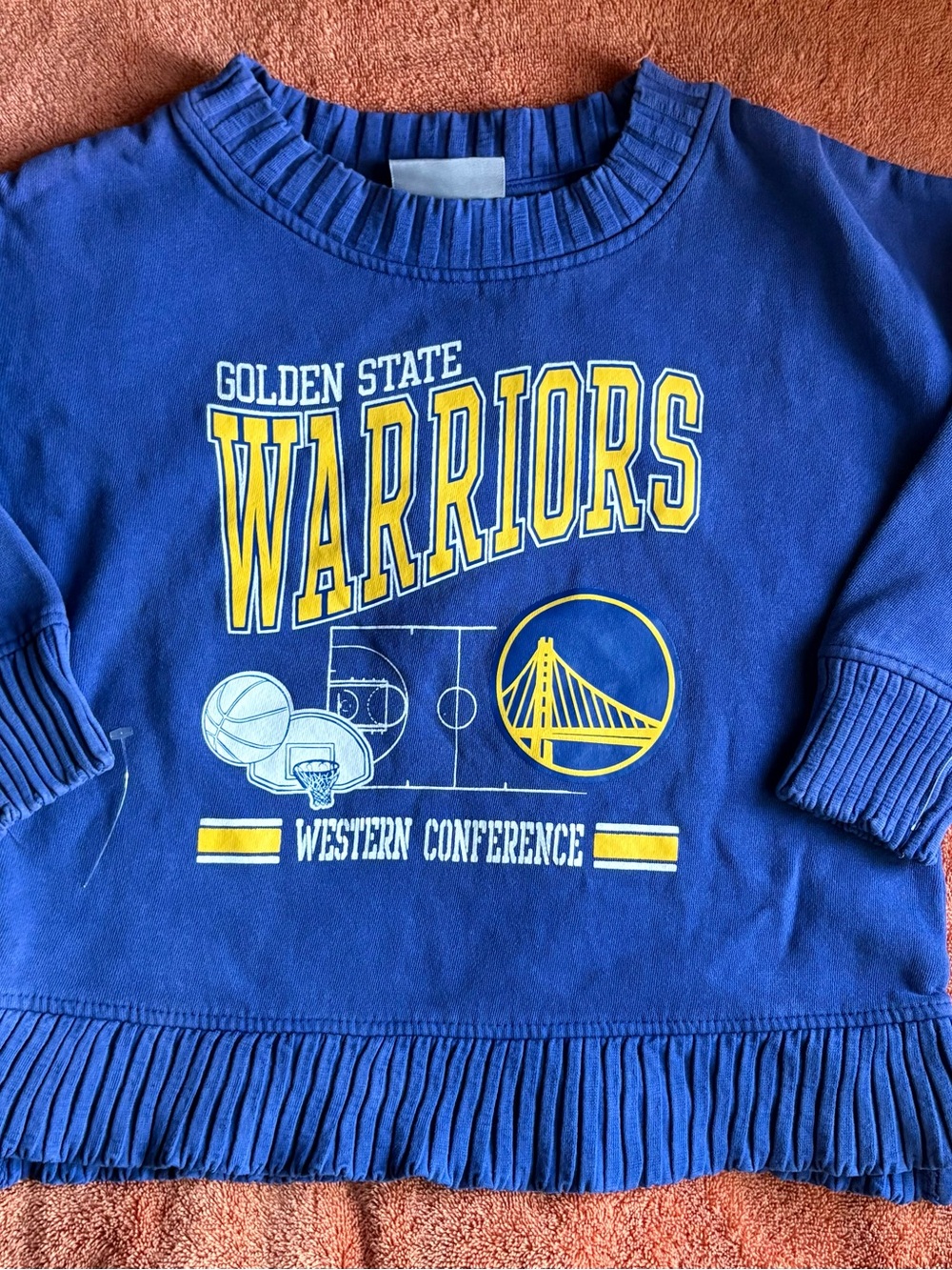 NBA Golden State Warriors Blue Sweatshirt with Yellow & White Graphics